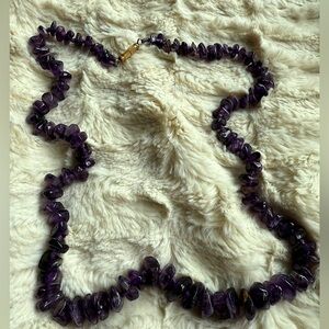 Vintage Purple Rock Stone Amethyst Necklace
